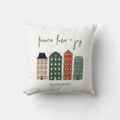 ピースラブ&モダンジョークリスマスタウンホリデー クッション (正面)