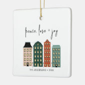 ピースラブ&モダンジョークリスマスタウンホリデー セラミックオーナメント (左)