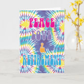 ピースラブ&リタイアメントヒッピー絞り染め カード (黄色い花)