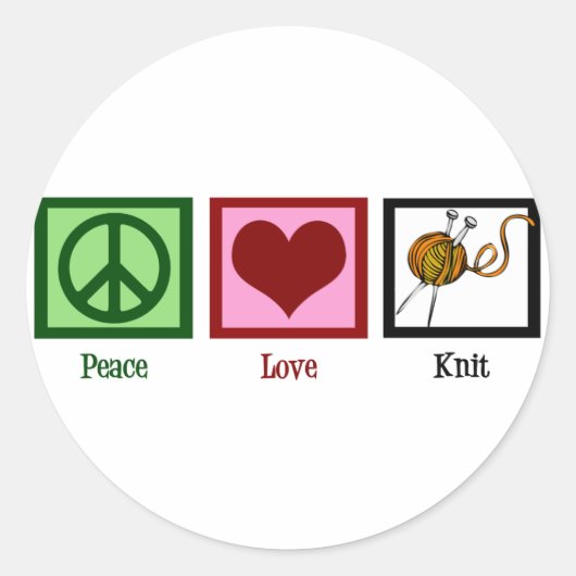 ピースラブ&編み物 ラウンドシール (正面)