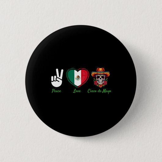 ピースラブCinco De Mayoメキシコの衣装 缶バッジ (正面)