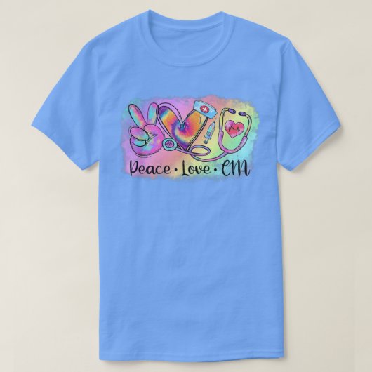 ピースラブCNAライフナース看護絞り染めステトsc Tシャツ (デザイン正面)