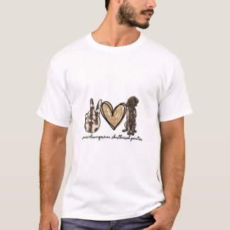 ピースラブGSPドイツ短編ポインタ犬の愛 Tシャツ