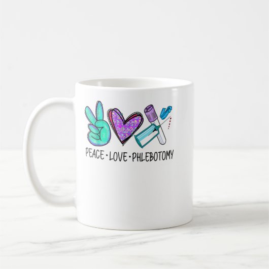ピースラブPhlebotomy Phlebotomist技術技術者 コーヒーマグカップ (左)