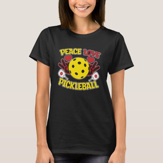 ピースラブPickleballプレイヤーユーモア Tシャツ (正面)