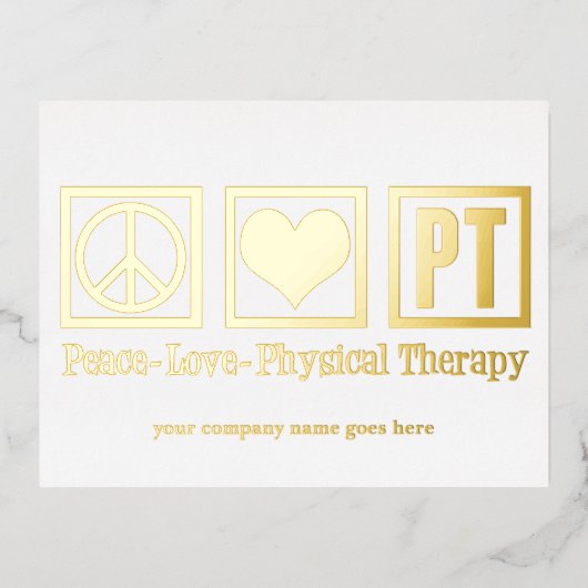 ピースラブPTフィジカルセラピーカスタム金ゴールド 箔シーズンポストカード (正面)