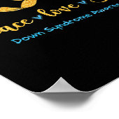 ピースラブT21ブルーイエローリボンダウン症候群 ポスター (角)