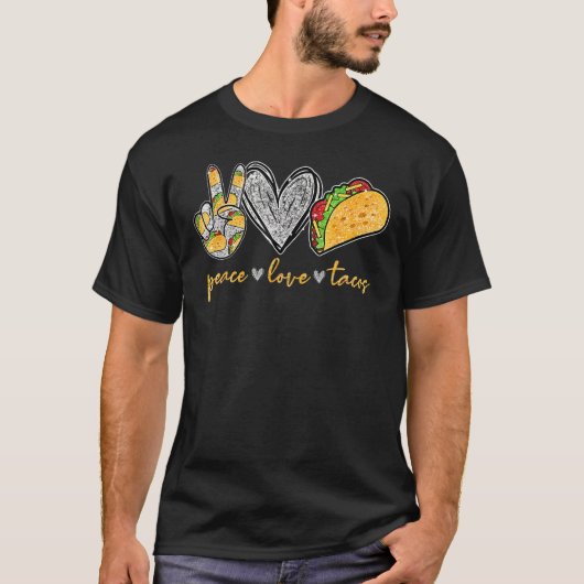 ピースラブTaco Cinco De Mayo Mexican Food Tシャツ (正面)