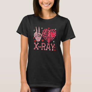 ピースラブX線放射線学テックハッピーバレンタインD Tシャツ