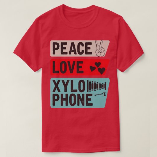 ピースラブXylophoneピアノ音楽プレイヤーが行進 Tシャツ (デザイン正面)