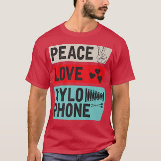 ピースラブXylophoneピアノ音楽プレイヤーが行進 Tシャツ