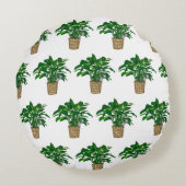 ピースリリー手描き植物 ラウンドクッション (裏面)