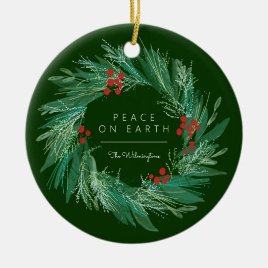 ピースリースクリスマスホリデーセラミックオーナメント セラミックオーナメント (正面)