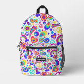 ピースレインボースタイリッシュヒッパイカラー新学期 プリントバックパック (正面)