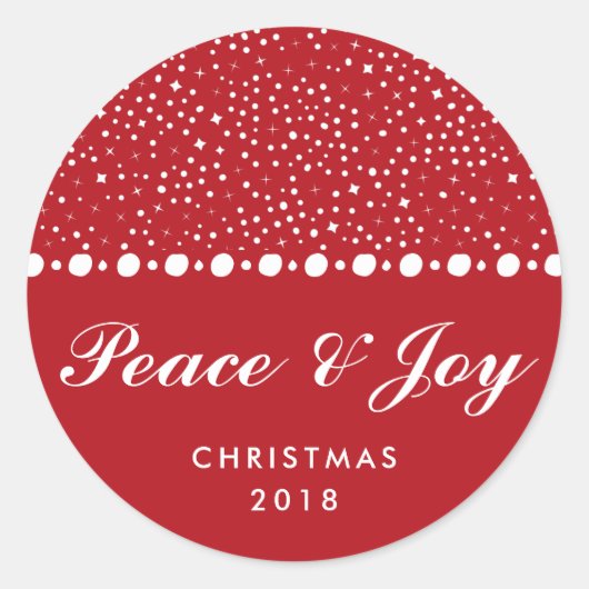 ピースレッド装飾クリスマスホリデー ラウンドシール (正面)
