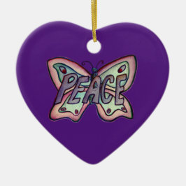 ピースワードアートバタフライギフトホリデイオーナメント セラミックオーナメント