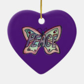 ピースワードアートバタフライギフトホリデイオーナメント セラミックオーナメント (裏面)