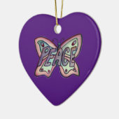 ピースワードアートバタフライギフトホリデイオーナメント セラミックオーナメント (左)