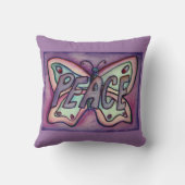 ピースワードパープルバタフライアクセント装飾用クッション クッション (裏面)