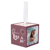 ピース婚約したラブアンドジョイ3フォトキューブオーナメント キューブオーナメント (正面アングル)
