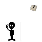 ピース宇宙エイリアンシルエットアートスタンプ ラバースタンプ (押印)