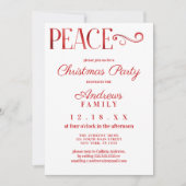 ピース引用文ホワイトレッドフォイルシンプルクリスマス 招待状 (正面)