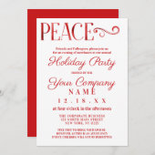 ピース引用文ホワイトレッドフォイル企業のホリデー 招待状 (正面/裏面)