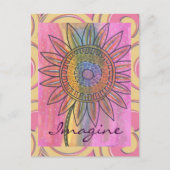 ピース想像絞り染めフラワーウォーターカラーアート ポストカード (正面)