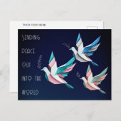 ピース折り紙ピンクブルー葉書 ポストカード (正面/裏面)