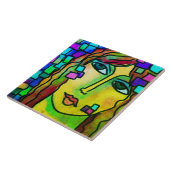 ピース抽象芸術デジタルポートレートの女性 タイル (側面)