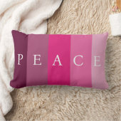 ピース文字ピンクかわいらし色縦ストライプの ランバークッション (ブランケット)