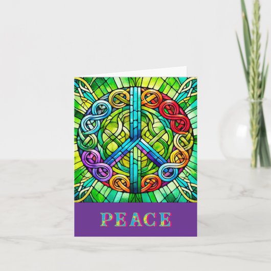 ピース記号折り畳みノートカード サンキューカード (正面)