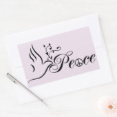 ピース飛んでいるドーブオリーブブランチブルー背景 長方形シール (封筒)