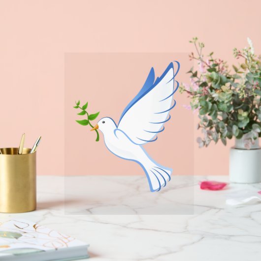 ピース鳩とオリーブ枝アクリルサイン アクリルサイン (ウェディング)