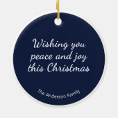 ピース鳩ホワイトバードブルークリスマスナイトスター セラミックオーナメント (裏面)