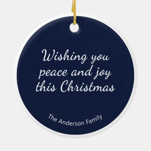 ピース鳩ホワイトバードブルークリスマスナイトスター セラミックオーナメント (裏面)