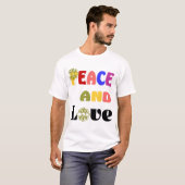 ピース アンド ラブ ヒッピーメンズTシャツ Tシャツ (正面フル)
