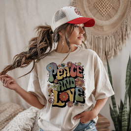 ピース アンド ラブ レトロ トライブレンドTシャツ