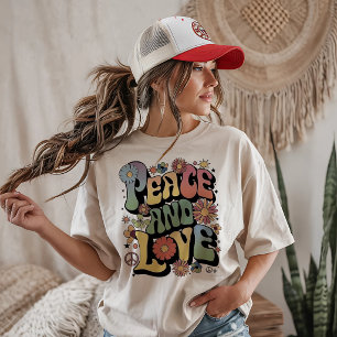 ピース アンド ラブ レトロ トライブレンドTシャツ