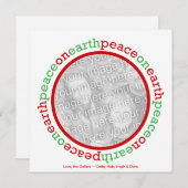 ピース・オン・アースクリスマス・ラウンド写真グリーティングカード シーズンカード (正面/裏面)