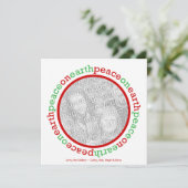 ピース・オン・アースクリスマス・ラウンド写真グリーティングカード シーズンカード (スタンド正面)