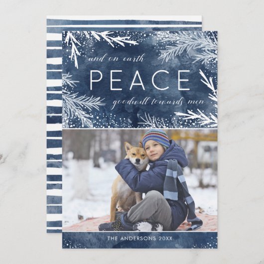 ピース・オン・アース – クリスマス・フォトカード シーズンカード (正面/裏面)
