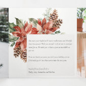 ピース クリスマス ポインセチア 松 3 フォト 水彩 三つ折りクリスマスカード (内部中)