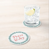 ピース&ジョイヴィンテージスタイルクリスマスキャスター ラウンドペーパーコースター (インサイチュ)