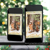 ピース&ジョイ セージグリーンとゴールドの写真カード シーズンカード