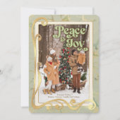 ピース&ジョイ セージグリーンとゴールドの写真カード シーズンカード (正面)