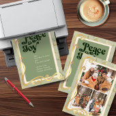 ピース＆ジョイ セージグリーンとゴールドの3枚写真カード シーズンカード