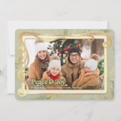 ピース&ジョイ セージグリーン&ゴールド フォトカード シーズンカード (正面)