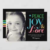 ピース、ジョイ、ラブホリデーフォトカード シーズンカード (正面/裏面)