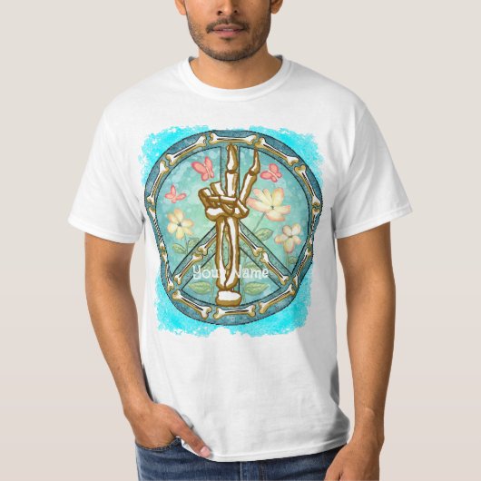 ピース スケルトン 手 tシャツ (正面)